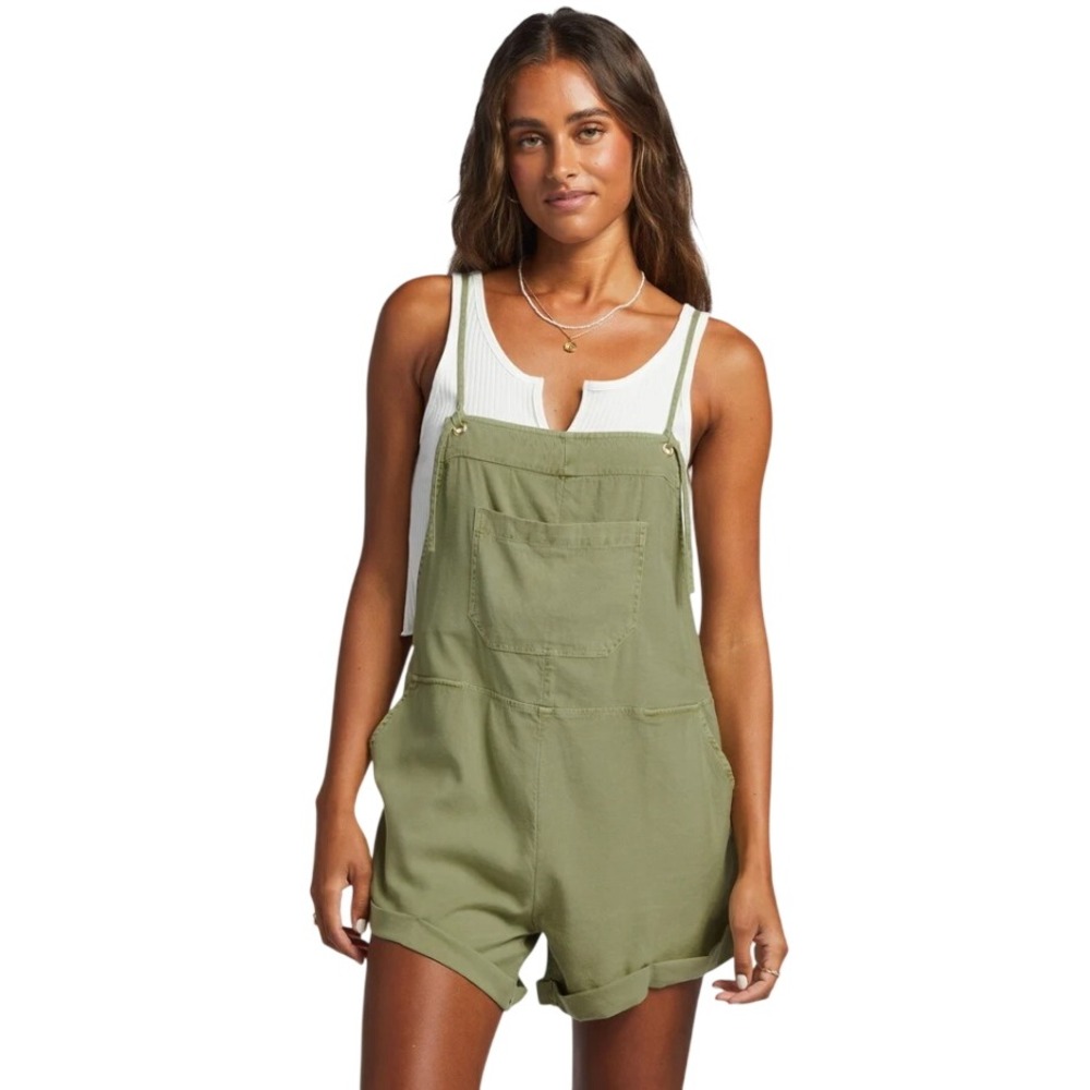 Billabong Wild Pursuit Overalls Avocado Women's L Romper